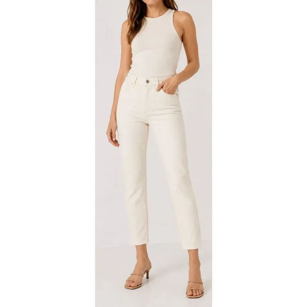 rag & bone Nina High Rise Ankle Cigarette Jeans Ivory Size 24